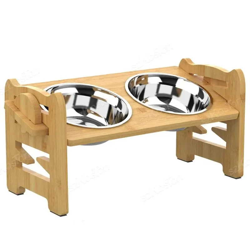 Gamelle en hauteur en bois pour grand chien
