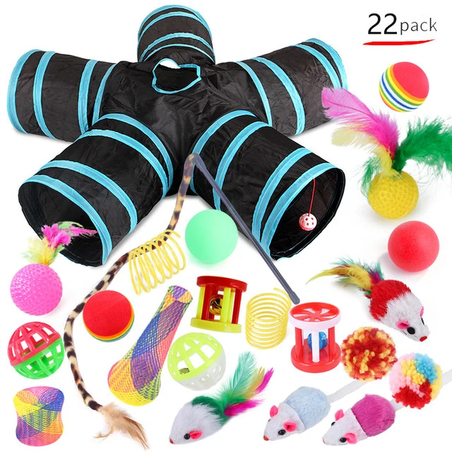 Tunnel + 22 jouets pour chats