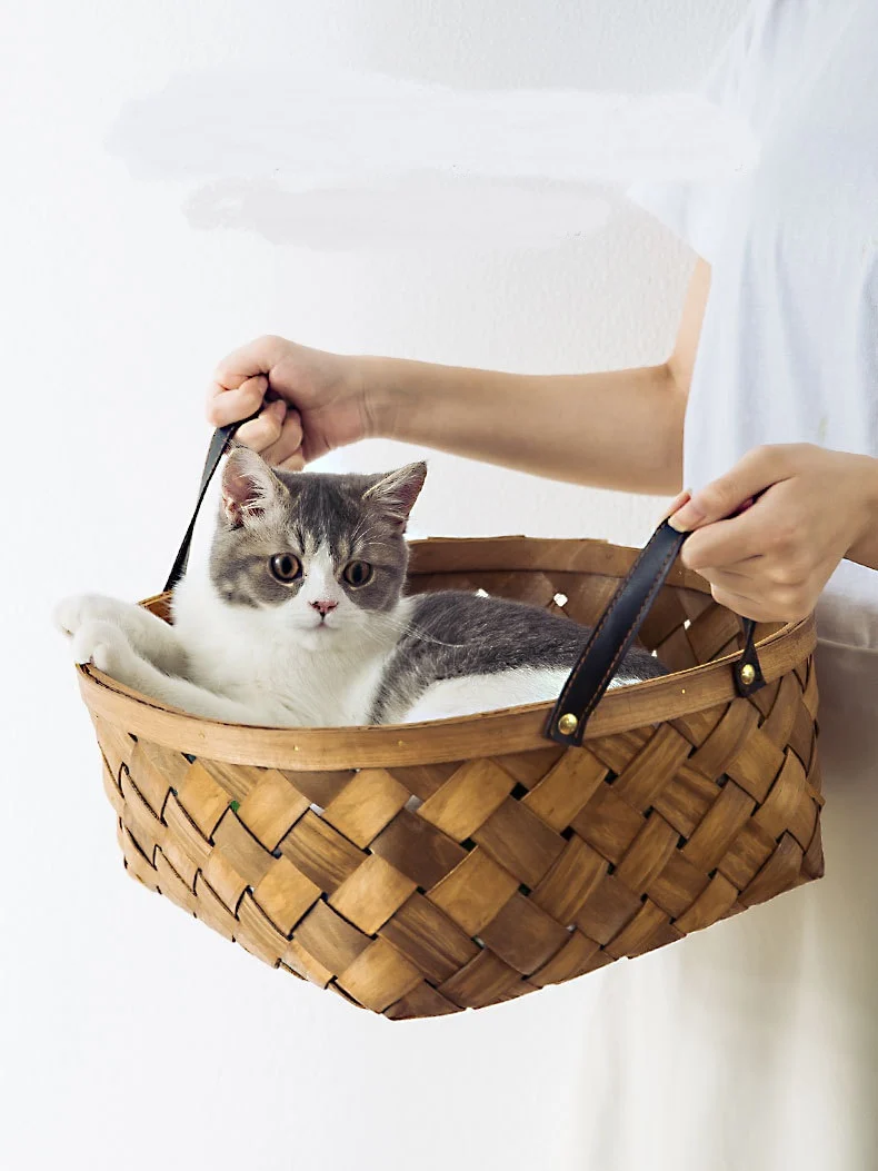 Panier en rotin pour chat