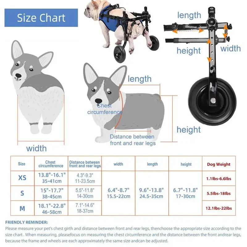 Chariot réglable pour chien