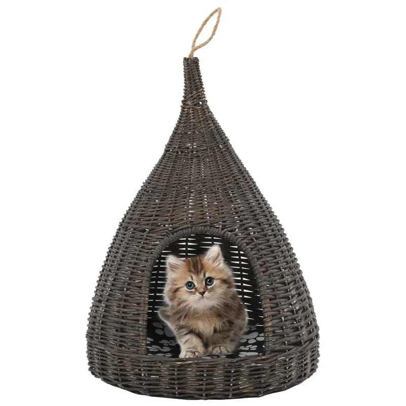 Couchage en osier en forme de goutte pour chat