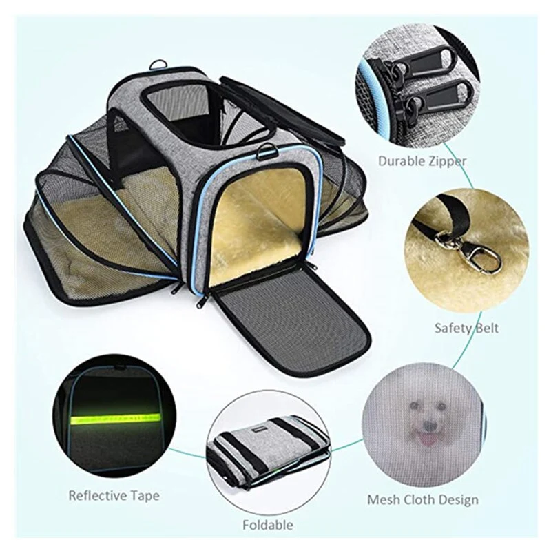 Sac de transport avion extensible pour chat – format cabine