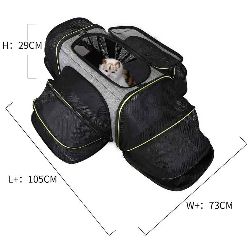 Sac de transport extensible 4 côtés pour chat – 50 x 29 x 31,5 cm