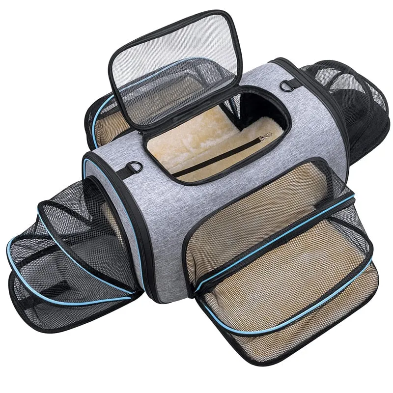 Sac de transport extensible 4 côtés pour chat – 50 x 29 x 31,5 cm