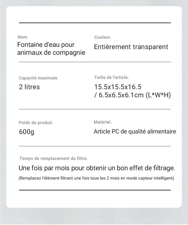 Fontaine pour chat 2 litres