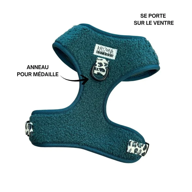 Harnais Classique H Teddy Sapin + Léopard – Ultra Doux & Ajustable