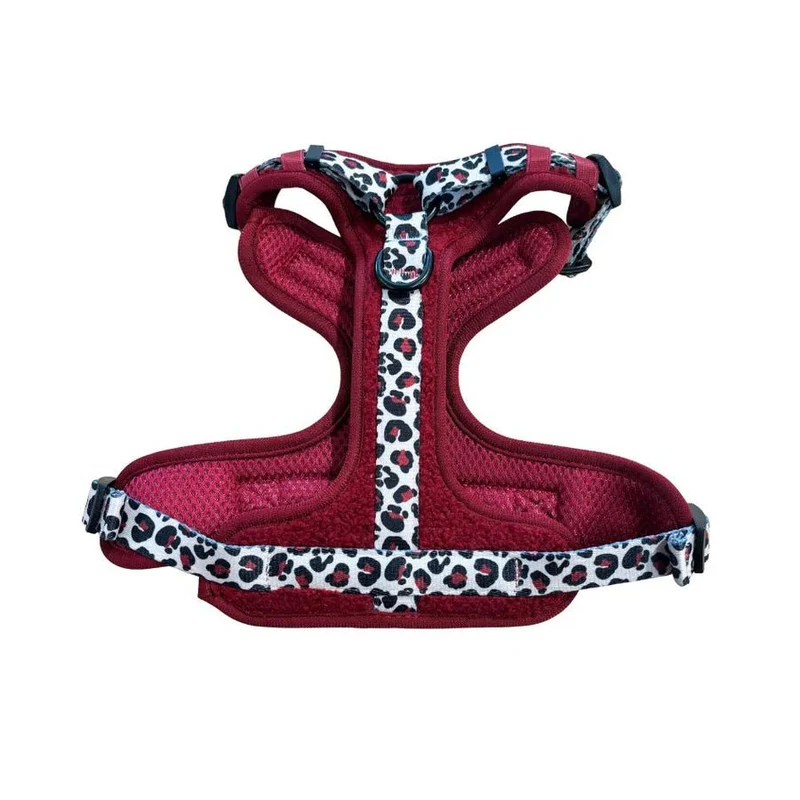 Harnais Comfy Teddy Bordeaux & Léopard – anti-traction cosy