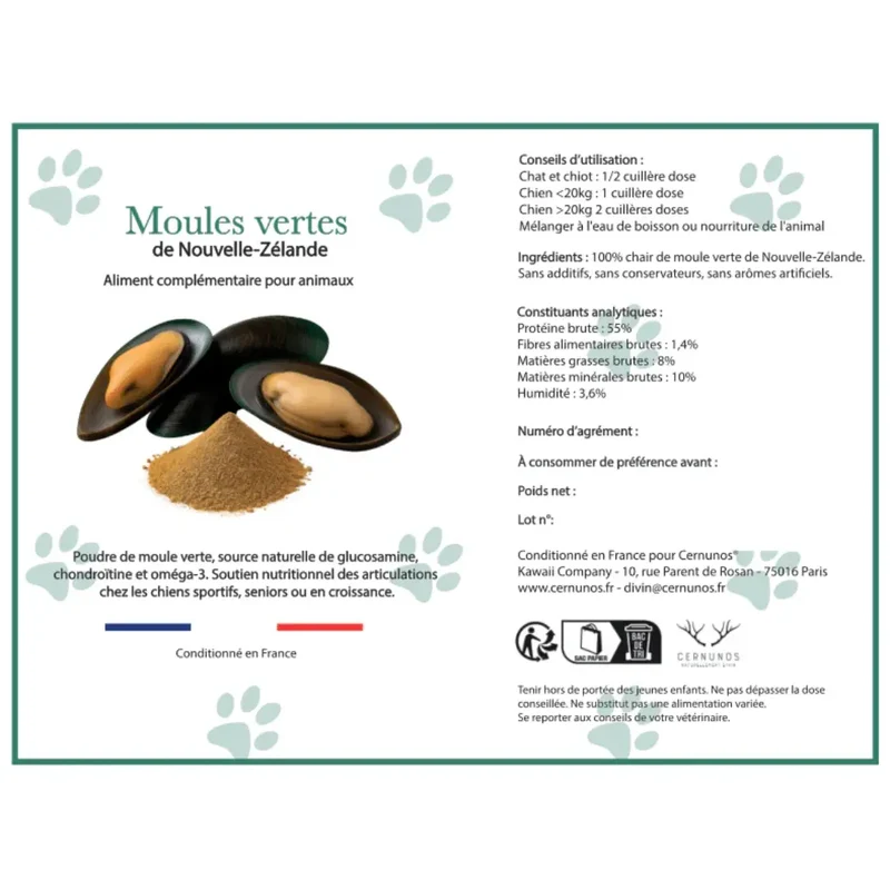 Poudre de Moule Verte Chien Cernunos