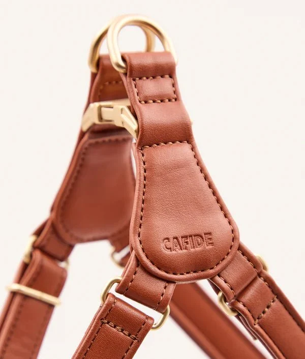 Harnais chien step in en cuir vegan marron Jala