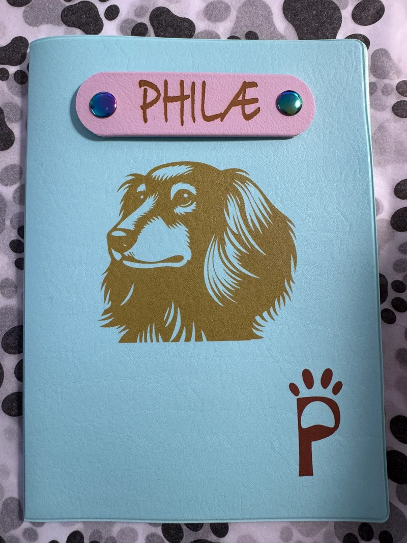 Protège carnet de santé personnalisé pour chien et chat - Gravure laser