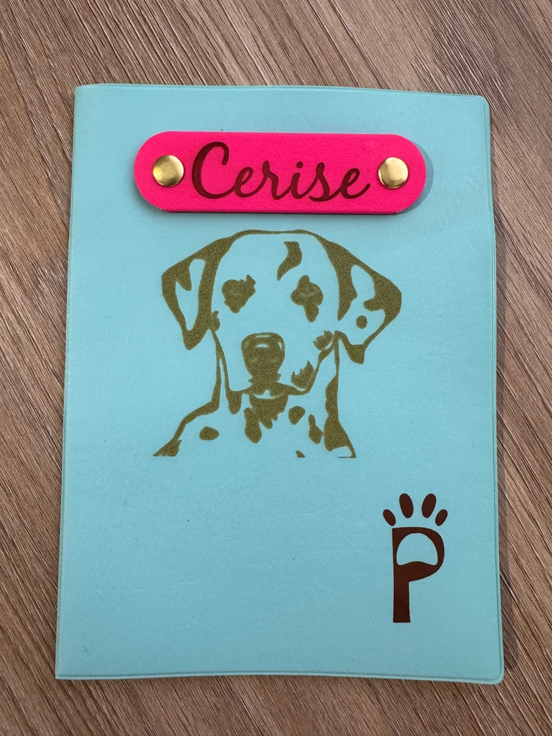 Protège carnet de santé personnalisé pour chien et chat - Gravure laser