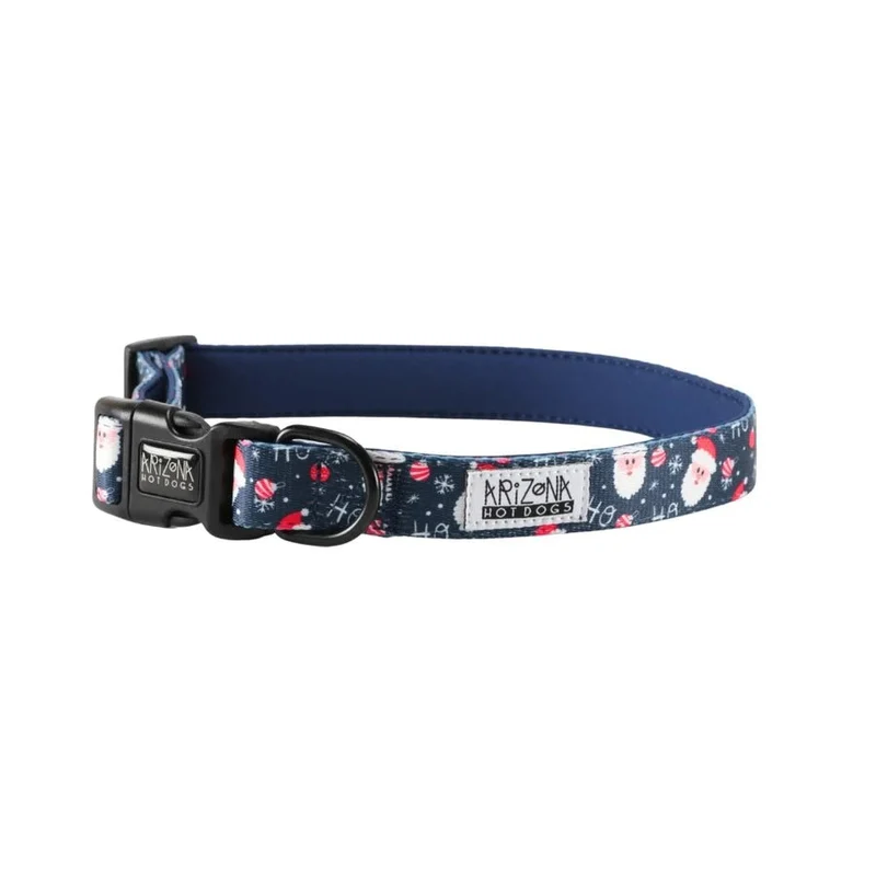 Collier HoHoHo Bleu Foncé – Réglable Nylon Motif Père Noël