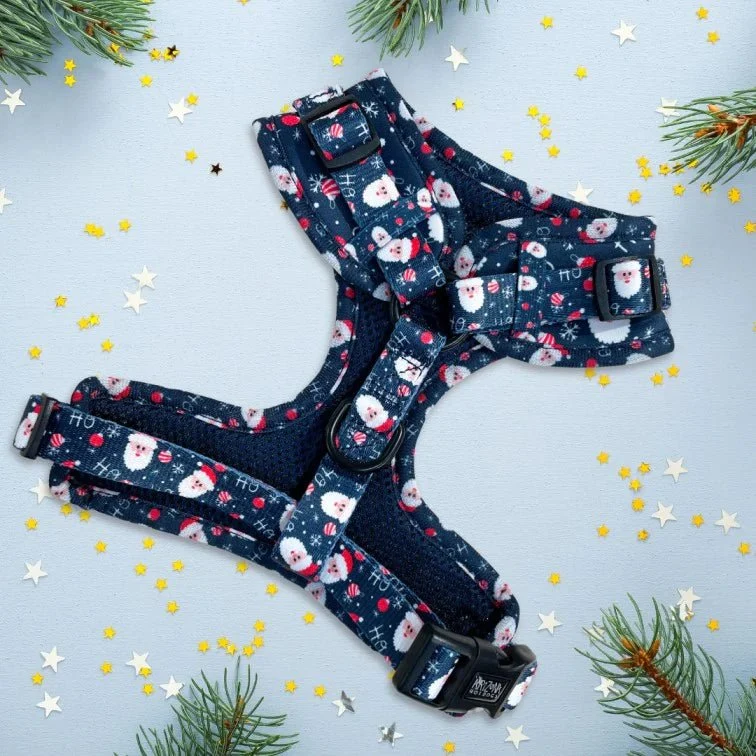 Harnais Classique HoHoHo Bleu Foncé – Motif Père Noël