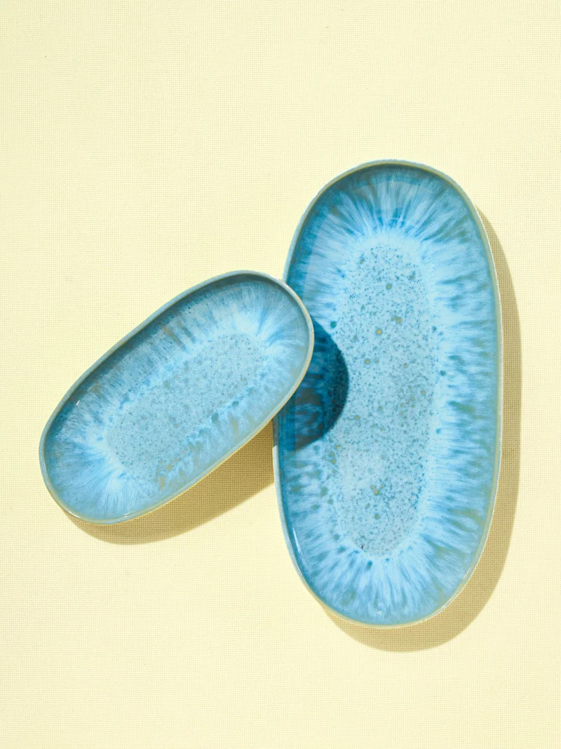 Plat de service L | Bleu água