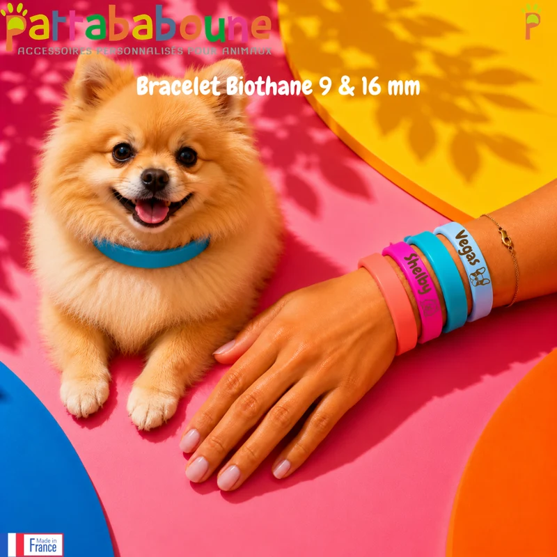 Bracelet personnalisable Biothane 9 et 16 mm- Fermeture pression ou enfiler