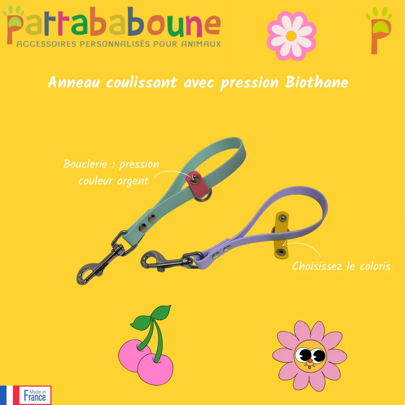 Anneau coulissant avec pression - Biothane - 16 mm