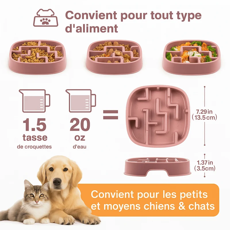 Gamelle anti-goinfre pour gros chien