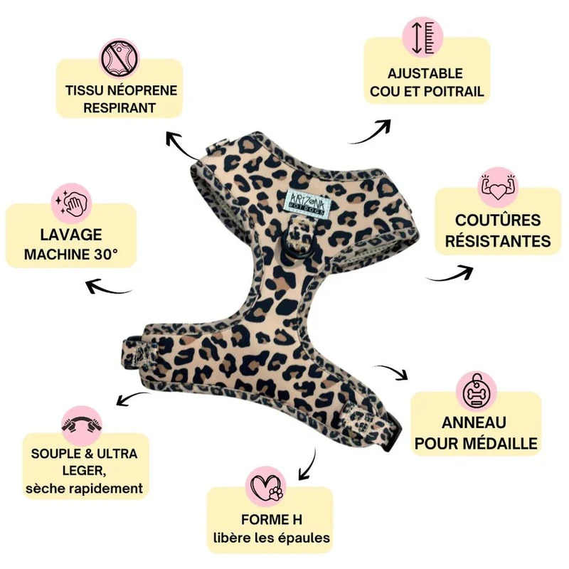 Harnais en H Léopard – léger, ajustable & chic