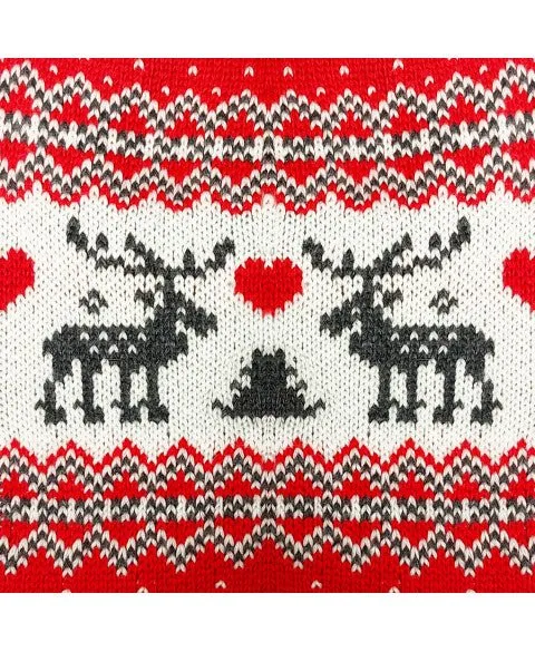 Pull de Noël Fergus – Jacquard festif rouge & écru pour chien