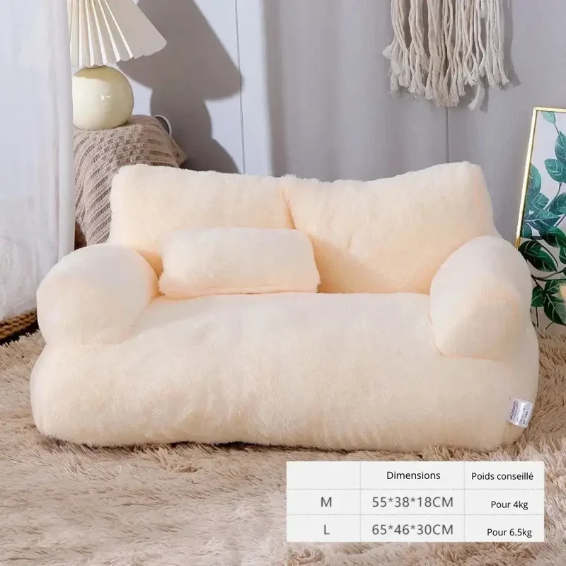 Canapé pour petit chien moelleux en peluche - housse lavable anti-dérapante