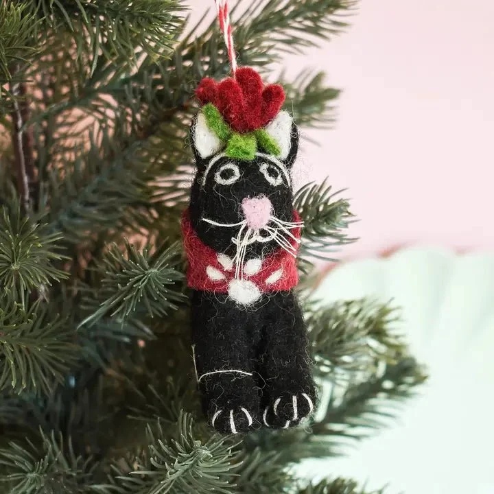 Décoration de Noël chat en feutre Frida Catlo