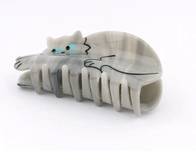 Pince à cheveux Chat Gris – L’accessoire félin & stylé