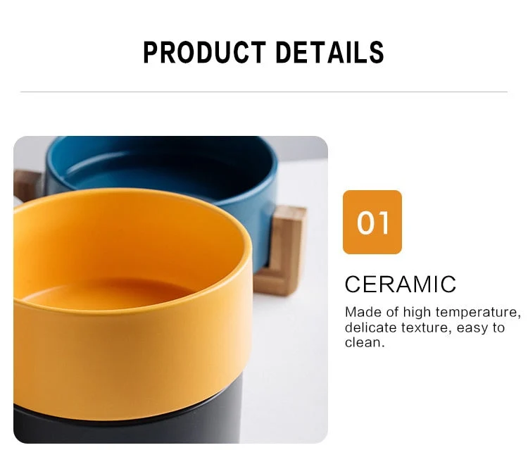 Gamelle céramique et bois pour chat