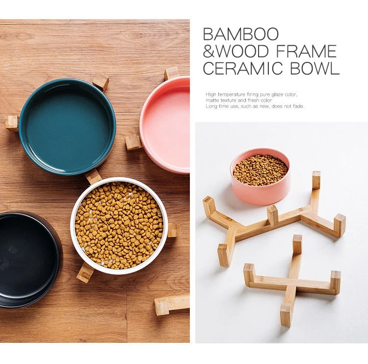 Gamelle céramique et bois pour chat