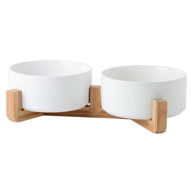 Gamelle céramique et bois pour chat