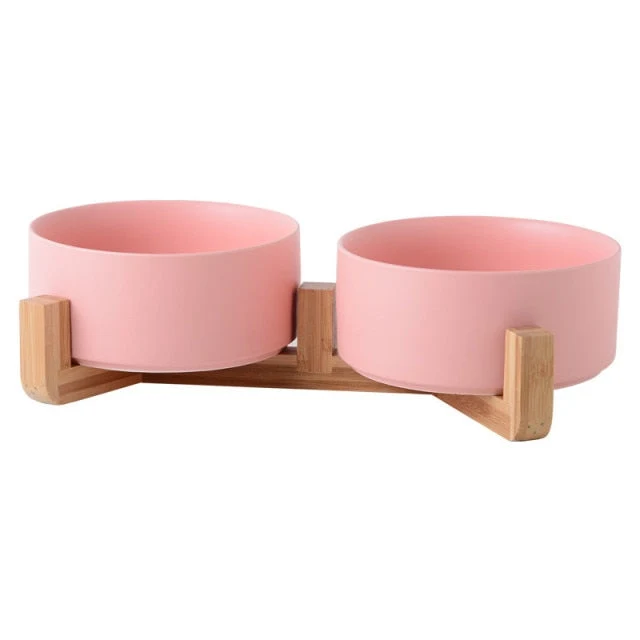 Gamelle céramique et bois pour chat