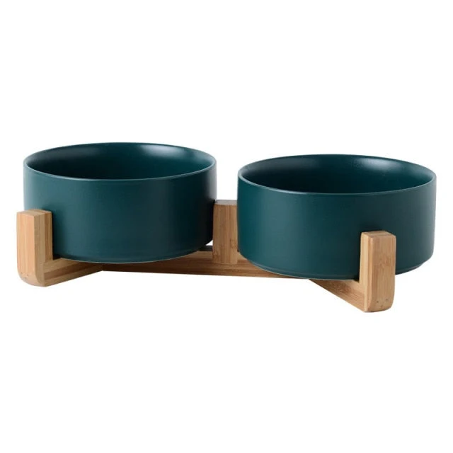 Gamelle céramique et bois pour chat