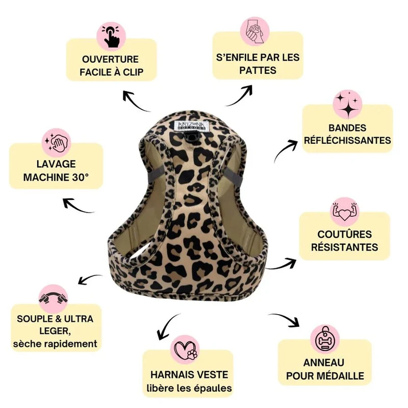 Harnais Step-In Léopard – veste sauvage & confortable