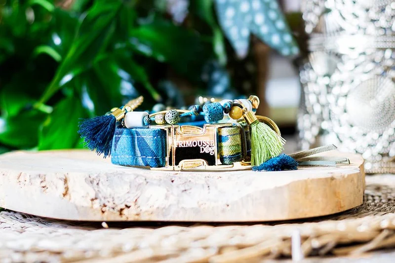 Collier pour chien Balthazar bleu & doré