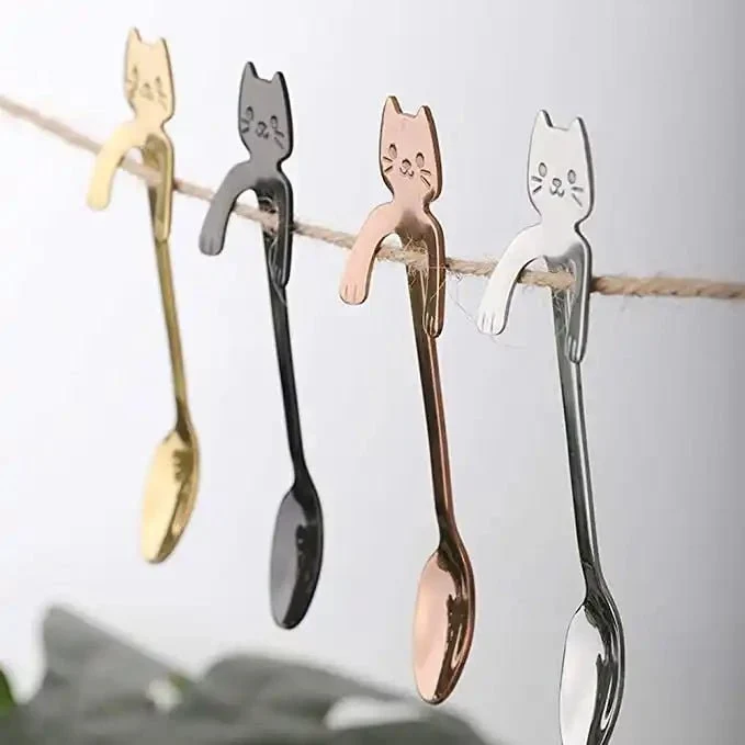 Un miaou dans la tasse 🐱 – Cuillère chat argent ou or rose