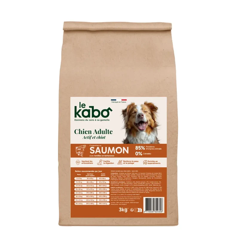 Croquettes Le Kabo Chien Adulte Actif Saumon