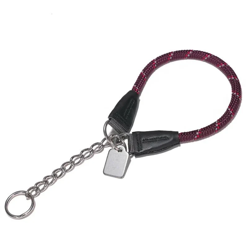 Collier étrangleur chien style corde rouge vin