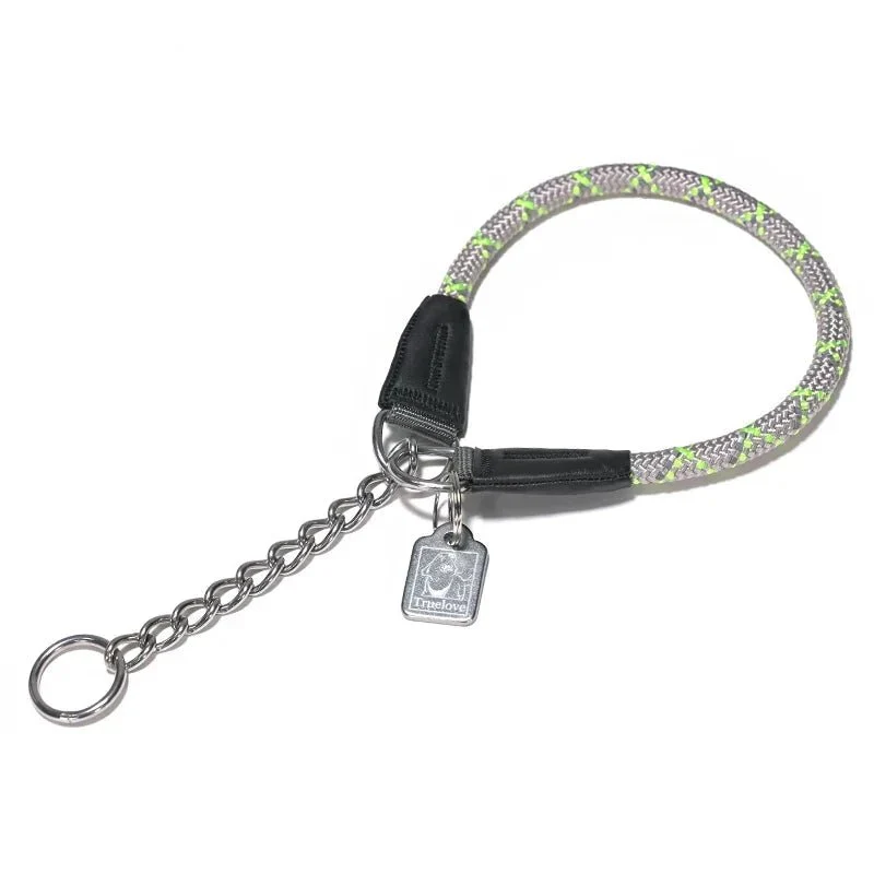 Collier étrangleur chien style corde gris et vert