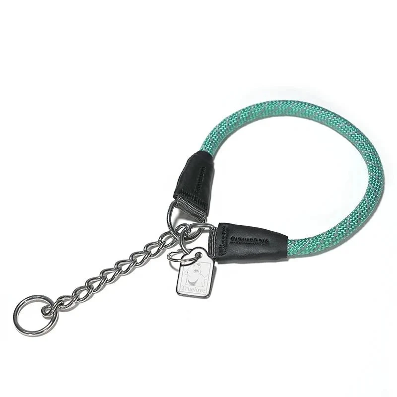 Collier étrangleur chien style corde vert
