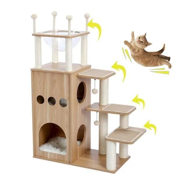Arbre à chat Maine Coon en bois 130 cm – Modèle Copecito