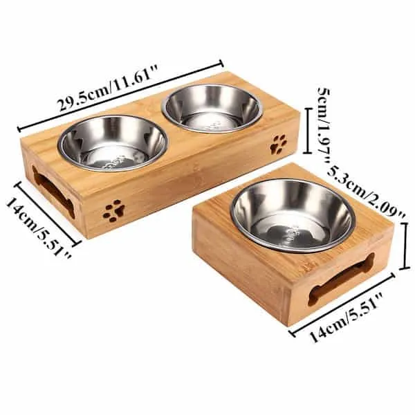Gamelle inox avec socle en bois