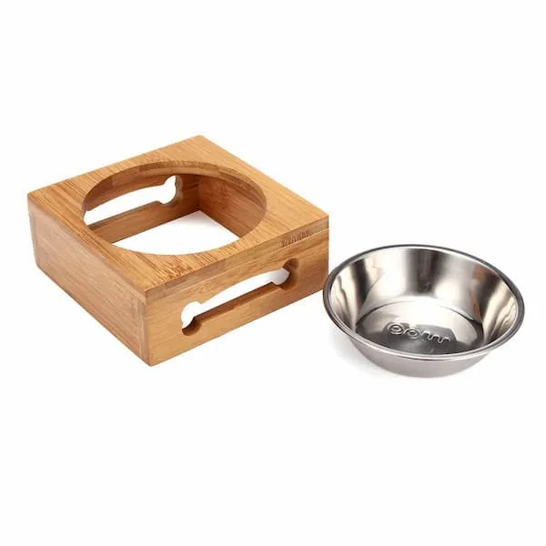 Gamelle inox avec socle en bois