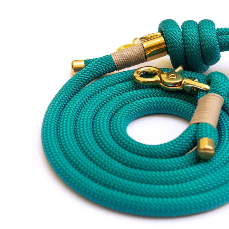 Laisse corde vert émeraude pour chien – chic & solide 180cm