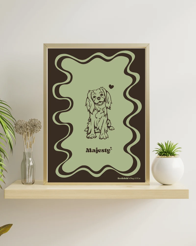 Affiche Cavalier King Charles A4 – Majesty – BeeBrush (BeePop)