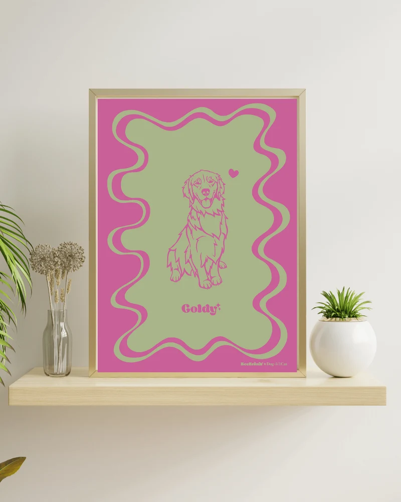 Affiche Golden Retriever A4 – Goldy – BeeBrush (BeePop)