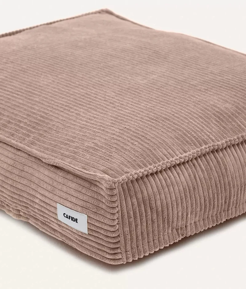 Lit XL carré velours côtelé beige – confort & style durable
