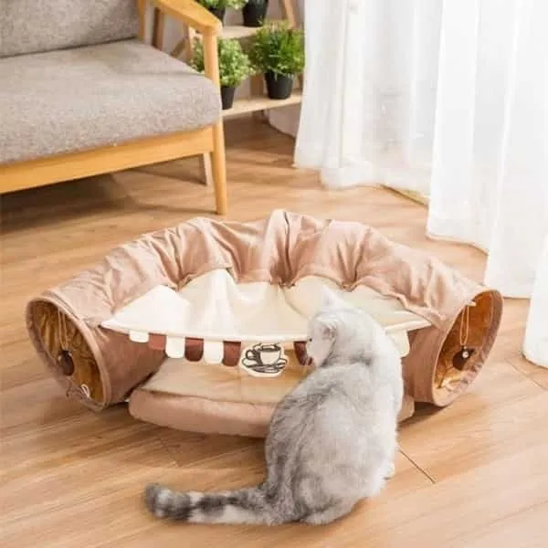 Couchage et tunnel pour chat