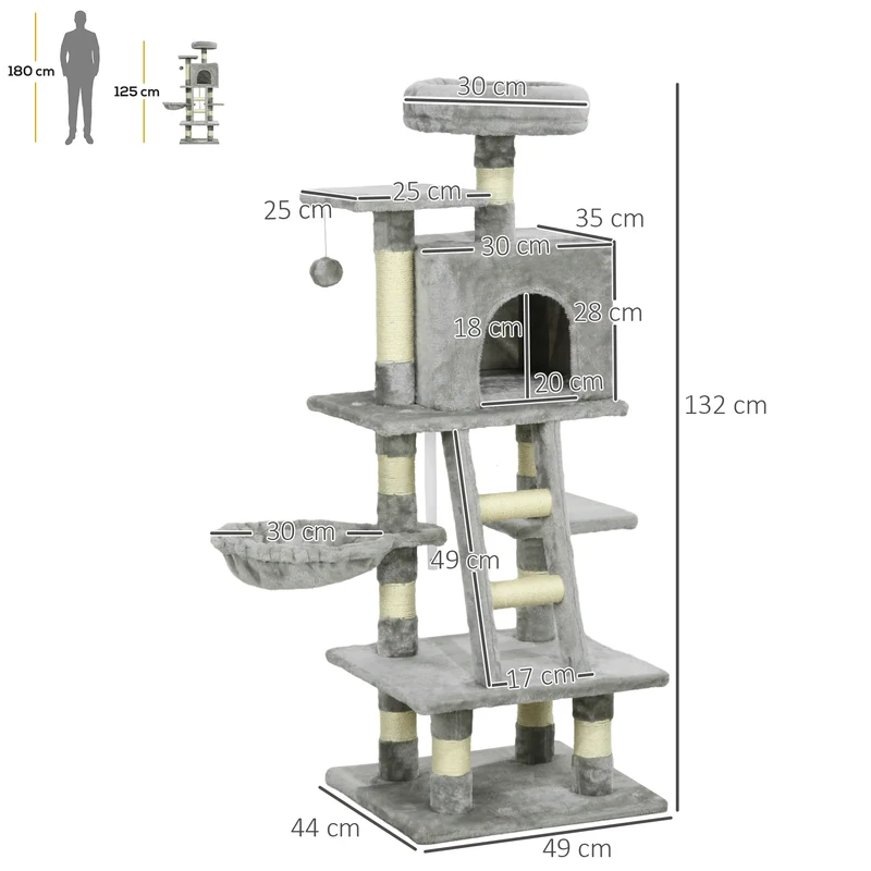 Arbre à Chat Veraguas 132 cm | Griffoir Stable Multi-Plateformes