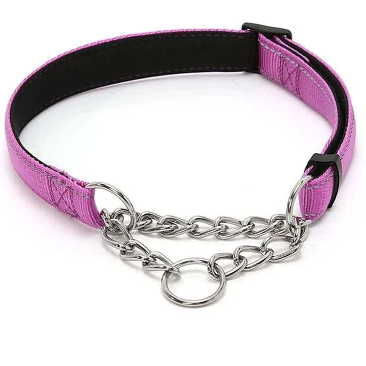 Collier étrangleur chien en nylon violet