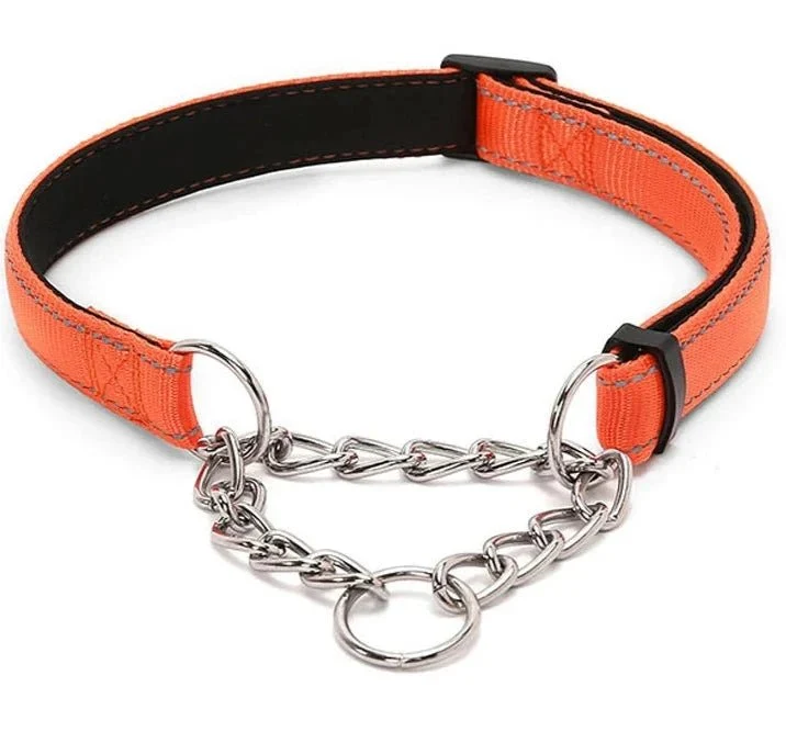 Collier étrangleur chien en nylon orange