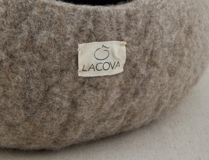 Grotte en laine Mishum beige - Cachette douillette pour chats et petits animaux